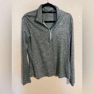 Nike Dri-FIT Heathered Green Half Zip Running Top